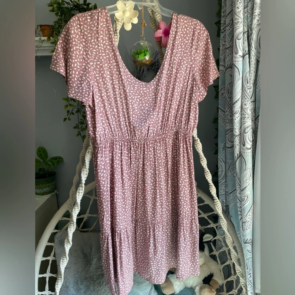 Pink Rose Dotted Midi Dress in Pink and White - Picture 2 of 4